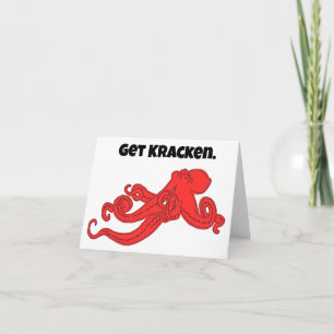 Cartão Cartoon de Octopus Vermelho Retro Cracon