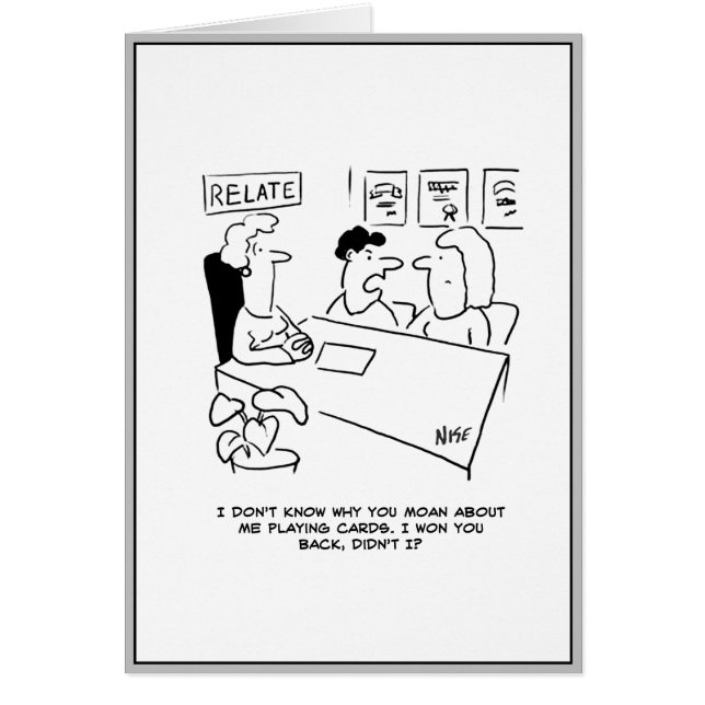 Cartão Cartoon de orientação para o casamento. Marido jog (Frente)