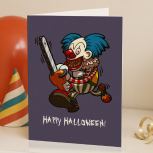 Cartão Cartoon de Palhaço Colorido Feliz Halloween
