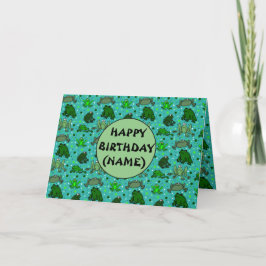 Cartão Cartoon de Rã Engraçado Aniversário Personalizado