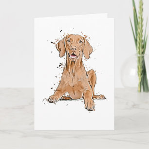 Cartão Cartoon de Vizsla Sentado