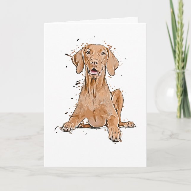 Cartão Cartoon de Vizsla Sentado (Frente)