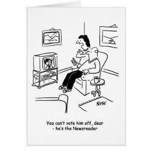 Cartão Cartoon de voto na televisão.