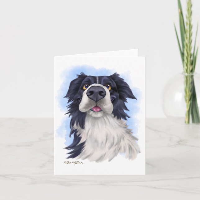 Cartão Cartoon Divertido do Border Collie (Frente)