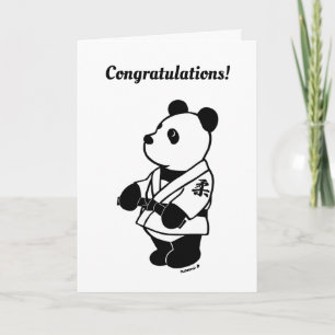 Cartão Cartoon do Panda do Judo com um Congrats de Faixa 