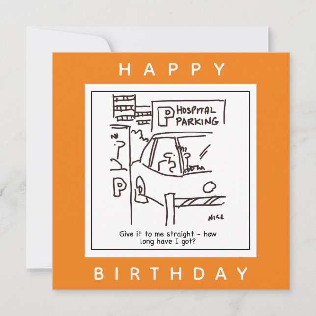 Cartão Cartoon do Parque Estacionário do Carro do Hospita (Frente)