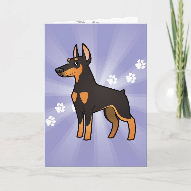 Cartão Cartoon Doberman Pinscher (orelhas pontiagudas) (Frente)