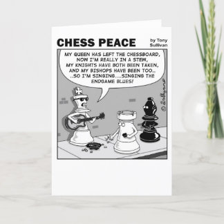 Cartão Cartoon Endgame blues Chess Peace