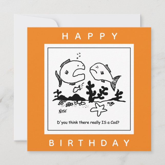 Cartão Cartoon Engraçado de Peixe. Pescadores (Frente)