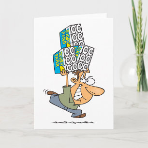 Cartão Cartoon Engraçado Pânico Comprando Papel de Banhei