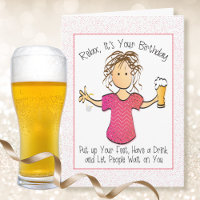 Cartoon Engraçado Sassy Snarky Beer Birthday