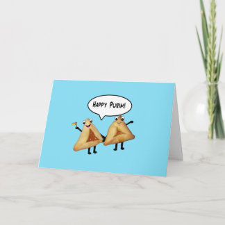 Cartão Cartoon Feliz Purim Cute Smilhando Hamentaschen