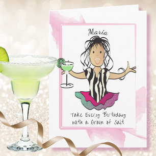 Cartão Cartoon feminino Engraçado Dizendo Margarita Anive