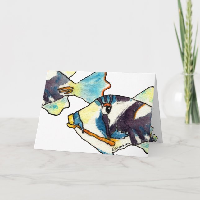 Cartão Cartoon Fish Drawing Greeting Card (Frente)