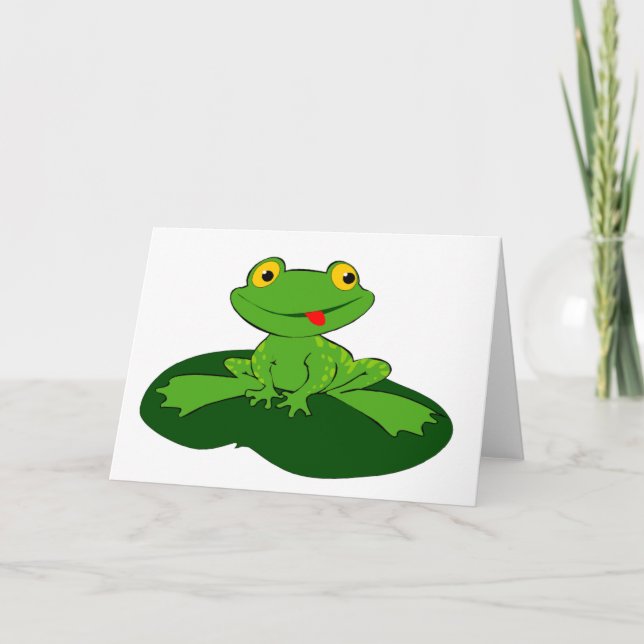 Cartão Cartoon Frog Greeting Card (Frente)