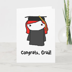 Cartão Cartoon Girl Graduation Greeting Card