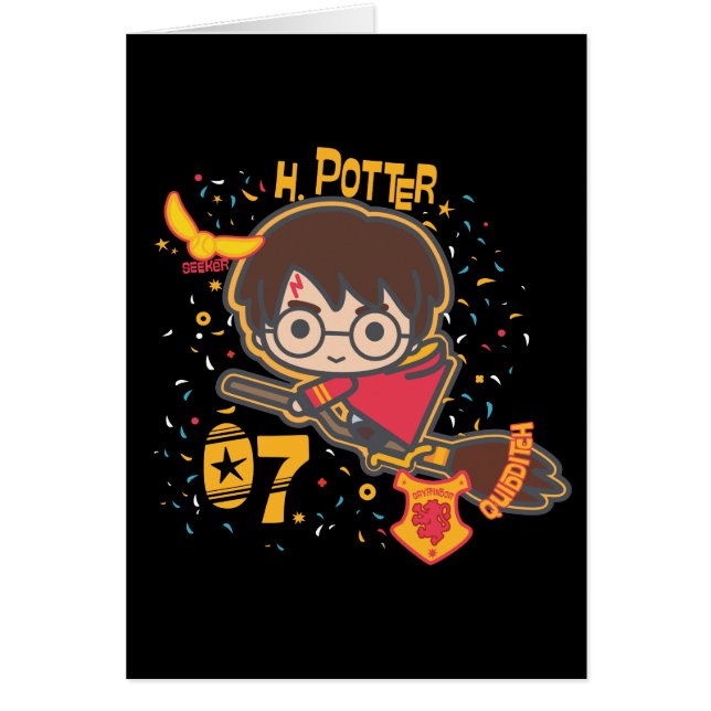 Cartão Cartoon Harry Potter Quidditch Seeker (Frente)