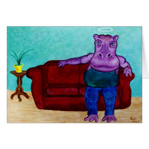 Cartão Cartoon Hippopotamus