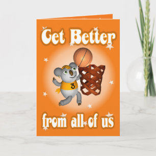 Cartão Cartoon Koala Playing Basketball Get well card