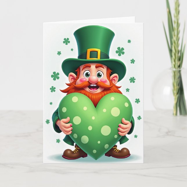 Cartão Cartoon Leprechaun Heart Card (Frente)