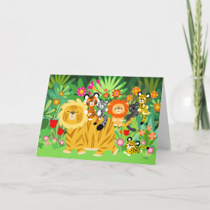 Cartão Cartoon Liger and Friends Greeting Card