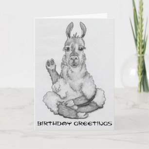 Cartão Cartoon llama, caption: "Birthday Greetings"
