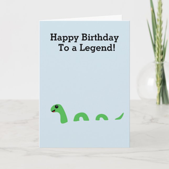 Cartão Cartoon Loch Ness Monster Funny Wishes on Birthday (Frente)