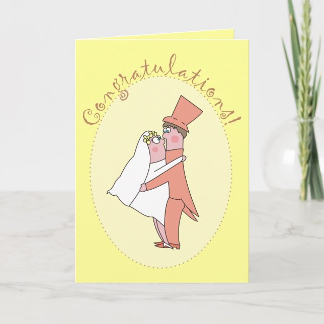 Cartão Cartoon Newlyweds Congratulations Wedding Cards (Frente)