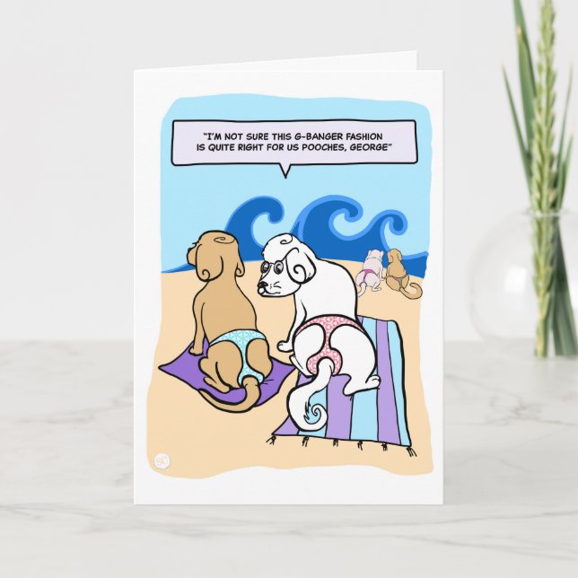Cartão Cartoon  of Dogs Wearing G-bangers Funny Card (Frente)