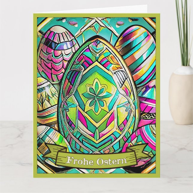 Cartão Cartoon Osteriterbiger mit Ostereier 13553 (Frente)