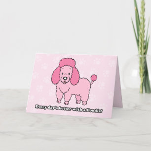 Cartão Cartoon Pink Poodle Greeting Card