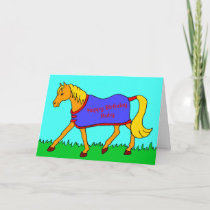 Cartão Cartoon Pony com mensagem no Rug Birthday