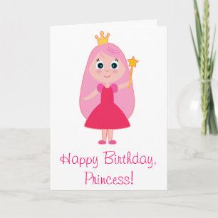 Cartão Cartoon Princesa Feliz Aniversário