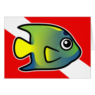 Cartão Cartoon Queen Angelfish Dive Flag