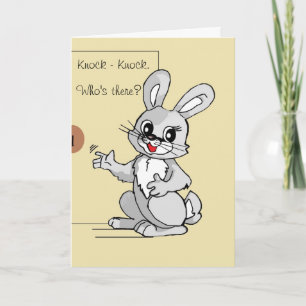 Cartão Cartoon Rabbit Knock Piada