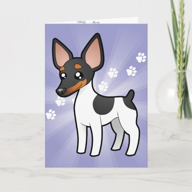 Cartão Cartoon Rat Terrier / Toy Fox Terrier (Frente)
