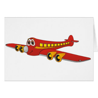 Cartão Cartoon Red Passenger Jet O