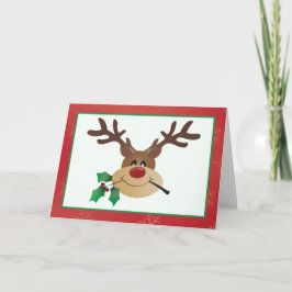 Cartão Cartoon Reindeer com Mistletoe