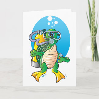 Cartão Cartoon Scuba Turtle