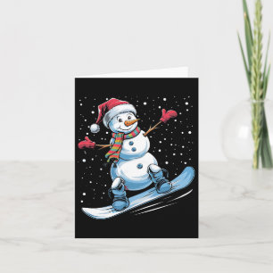 Cartão Cartoon Snowboard Snowman Com Cristo De Santa Hat