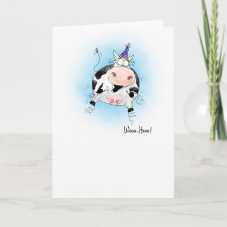 Cartão Cartoon Springy Cow Woo-Hoo Birthday