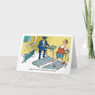 Cartão Cartoon treadmill accident during exercise