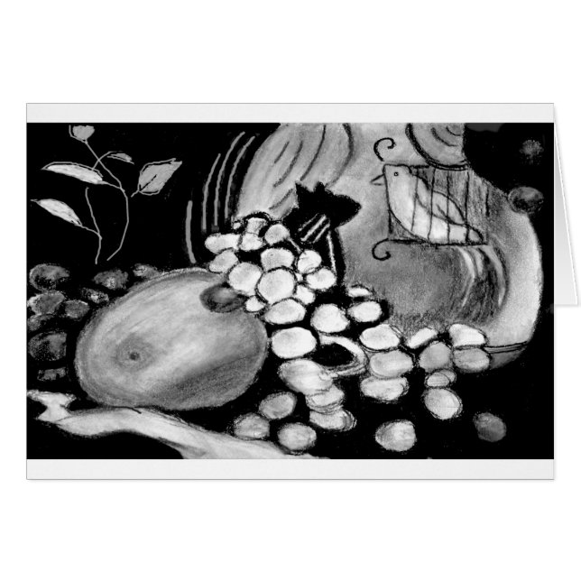 Cartão Carvão Gato e Pássaro (Frente Horizontal)