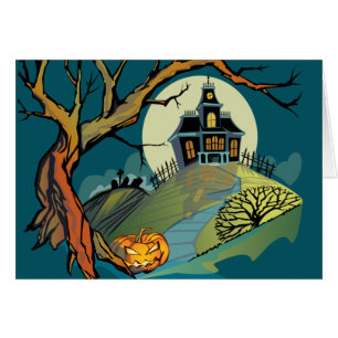 Cartão Casa assombrada assustador