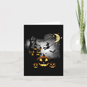 Cartão Casa Assombrada - Bruxa Voadora - Jack O Lantern