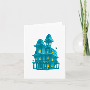 Cartão Casa Assombrada Mansão de Fantasmas de Halloween A