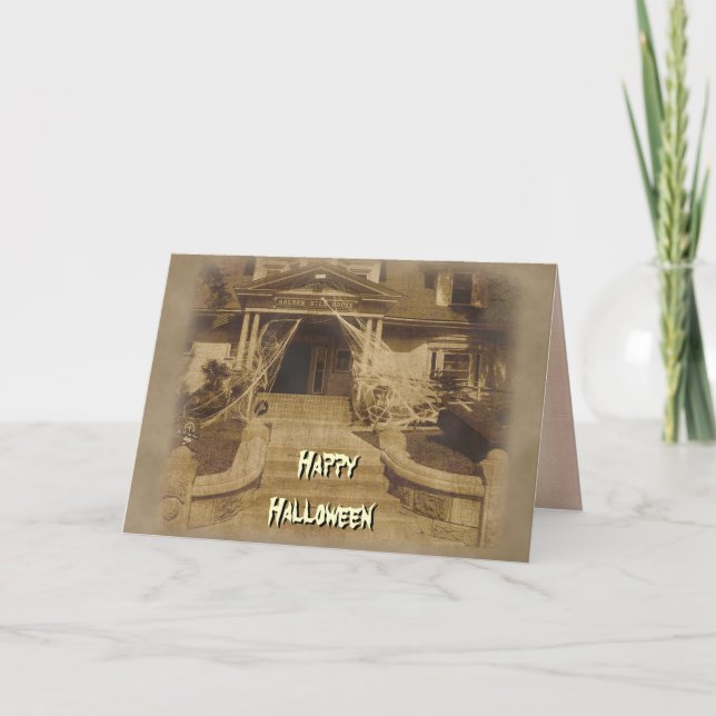 Cartão Casa Assombrada no Halloween (Frente)