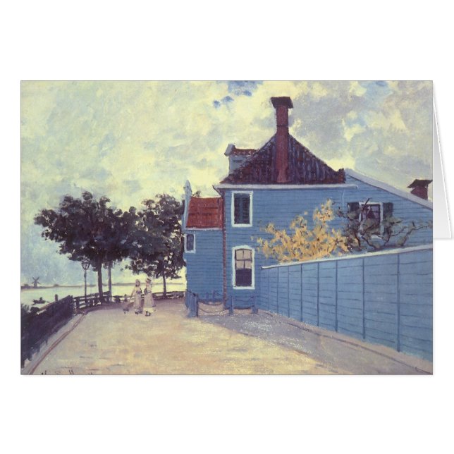Cartão Casa Azul em Zaandam, por Claude Monet (Frente Horizontal)