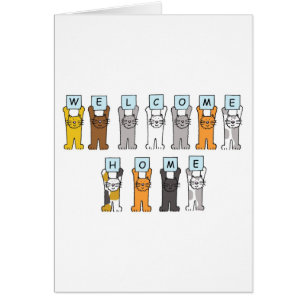 Cartão Casa bem-vinda, gatos bonitos dos desenhos