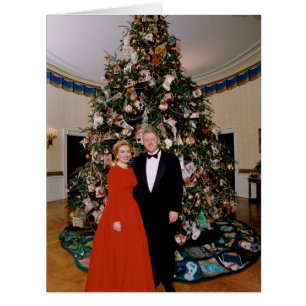 Cartão Casa Branca de Natal Bill & Hillary Clinton